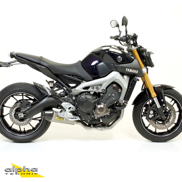 ARROW Auspuff X-KONE für Yamaha MT09 / Tracer 900 2013-, Aluminium schwarz mit Edelstahl Endkappe (Nur mit ARROW Krümmer)
