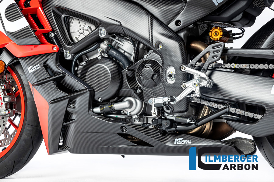 Ilmberger Carbon Motorspoiler komplett lange Version matt für Aprilia Tuono V4 2021-