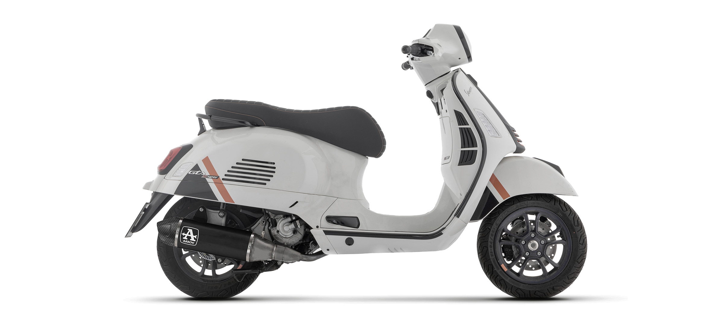 ARROW Auspuff DARK URBAN für Vespa GTS310 2025-, Aluminium schwarz mit Carbon Endkappe, ohne Straßenzulassung