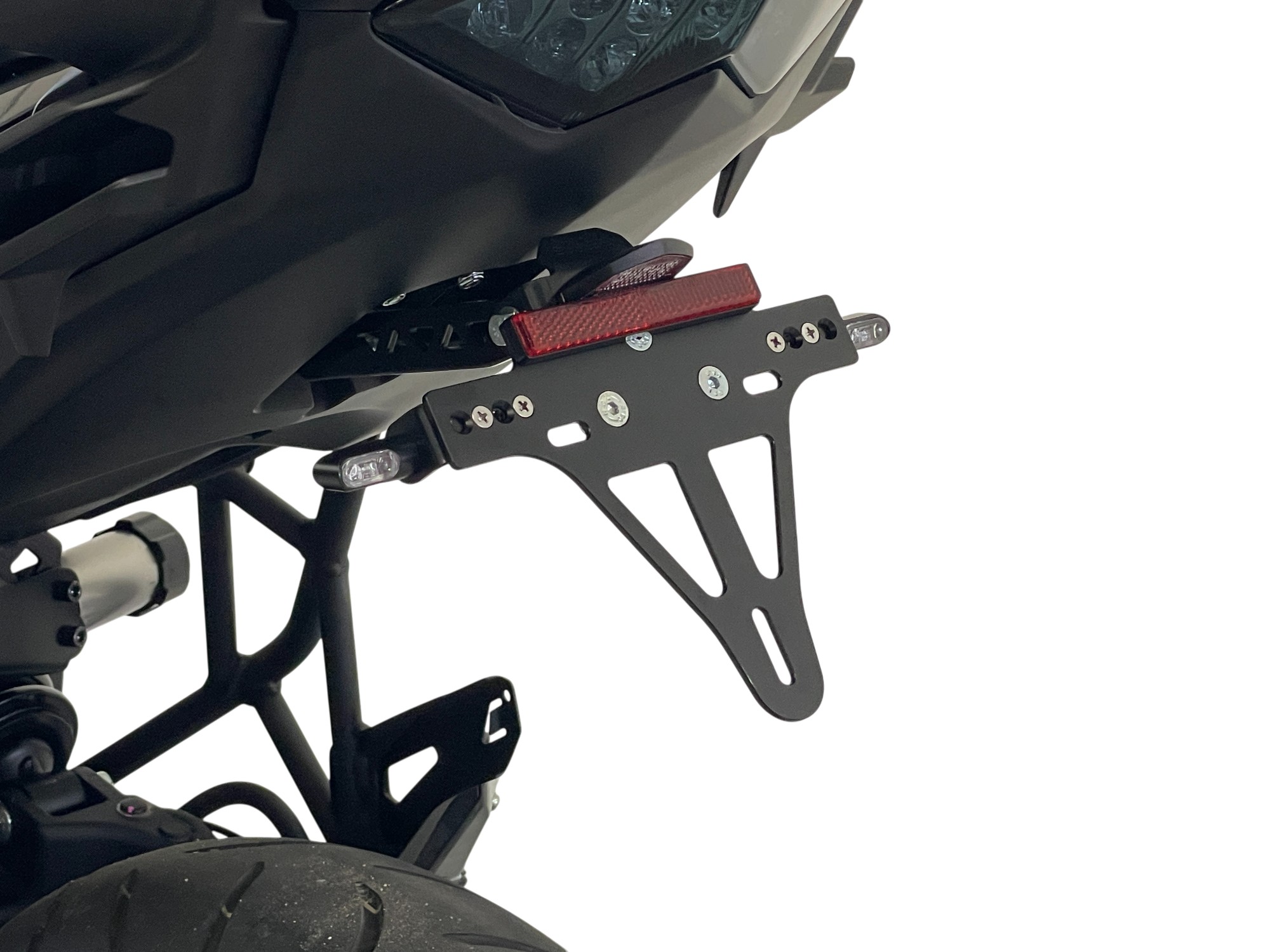 alpha Technik Kennzeichenhalter Edelstahl schwarz für Kawasaki Versys 650 ab 2015-