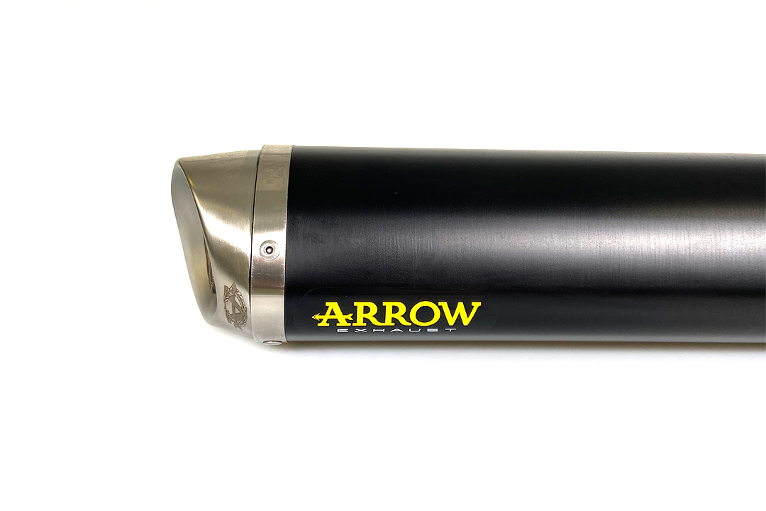 ARROW Auspuff DARK THUNDER Alu schwarz mit Edelstahl-Endkappe Auspuff für Yamaha YZF-R125 2019- MT125 2019-