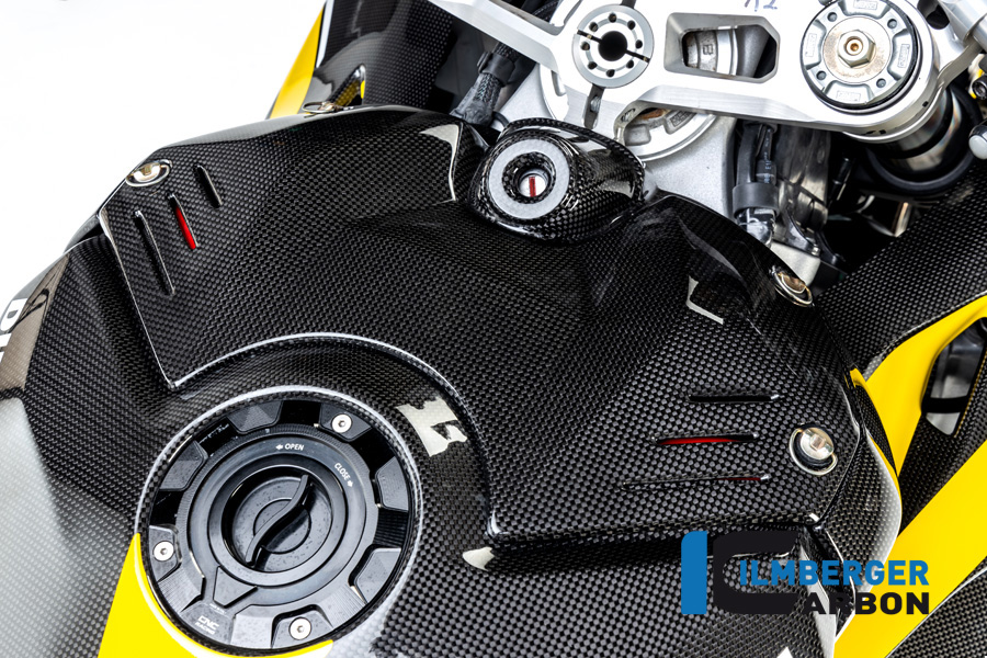 Ilmberger Carbon Tankabdeckung oben mit Zündungsdeckel, glänzend, Ducati Panigale V4, V4S, V4R 2019-