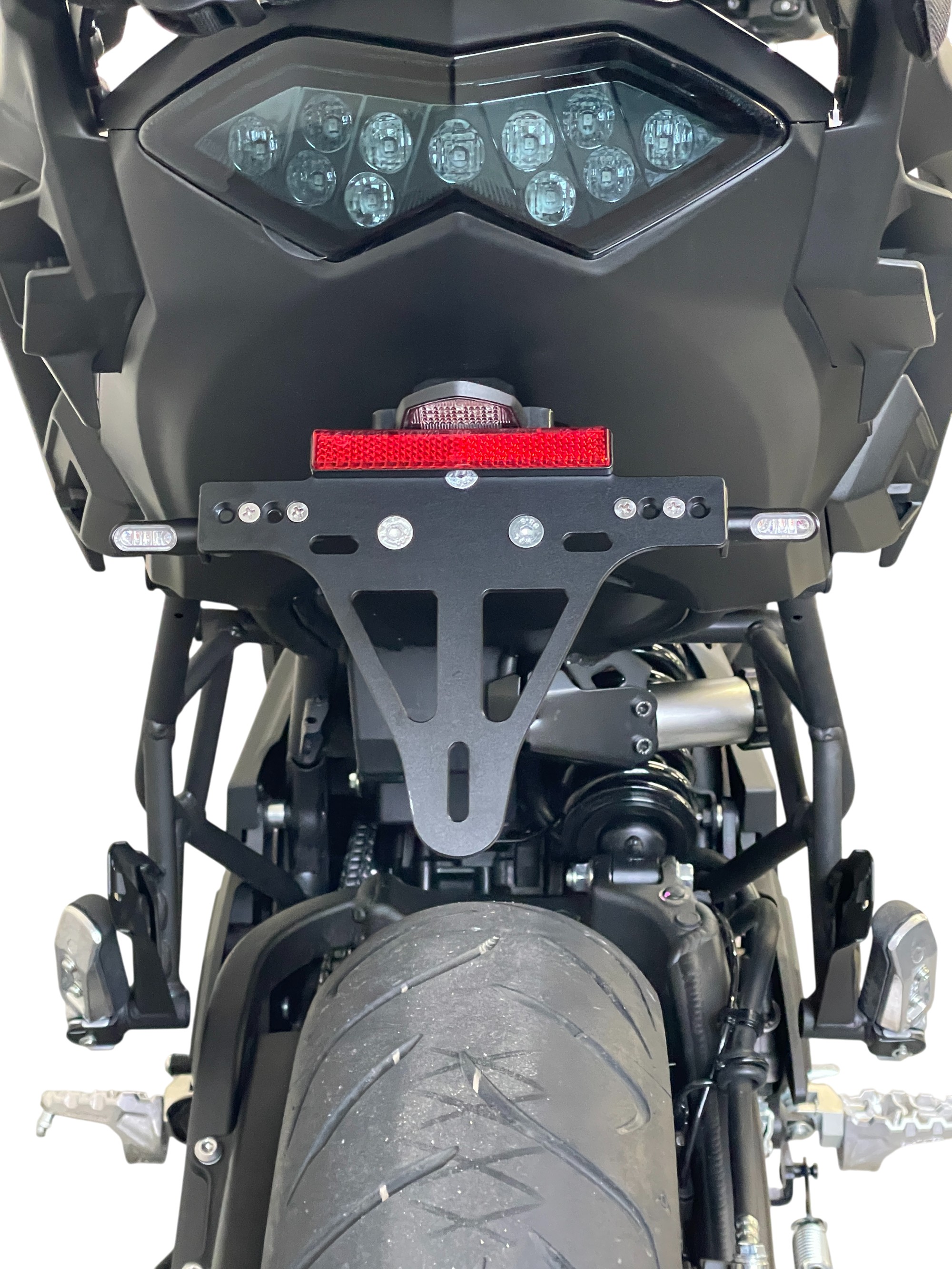 alpha Technik Kennzeichenhalter Edelstahl schwarz für Kawasaki Versys 650 ab 2015-