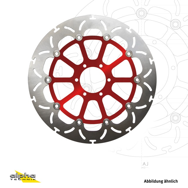 alpha Technik Bremsscheibe ABD33 rot für Yamaha T Max 500 SJ06 Modelljahr 2008-2011