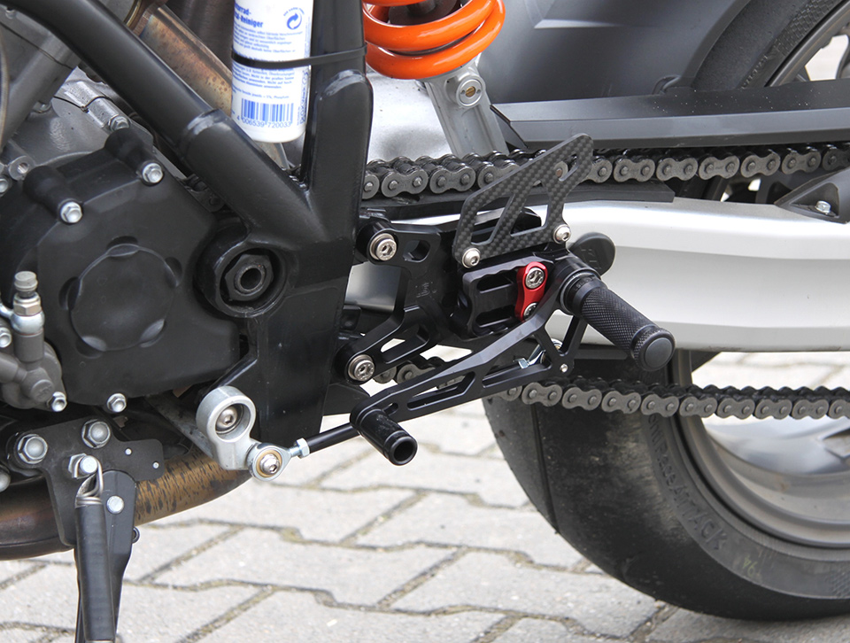 LSL 2Slide Rastenanlage für KTM 990 Super Duke, schwarz-rot