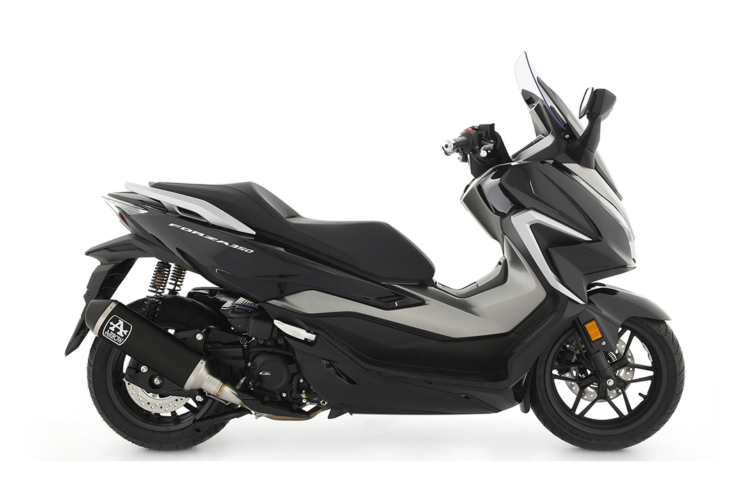 ARROW Auspuff URBAN für Honda Forza 350 / SH350 2021- , Aluminium schwarz mit schwarzer Edelstahl-Endkappe