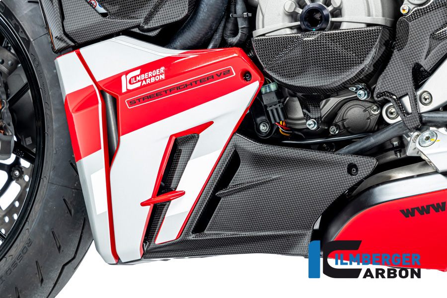 Ilmberger Carbon Verkleidungsunterteilverlängerung links, glänzend, Ducati Streetfighter V2,  2022-