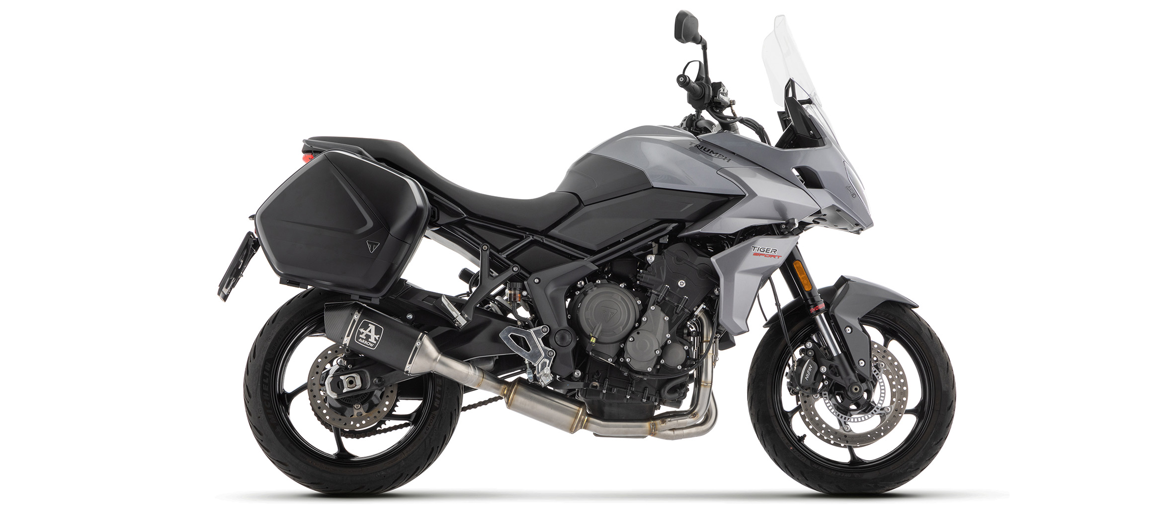 ARROW Komplettanlage mit VELOCE Endschalldämper schwarz mit Cabonendkappe für Triumph Tiger 660, 2025-