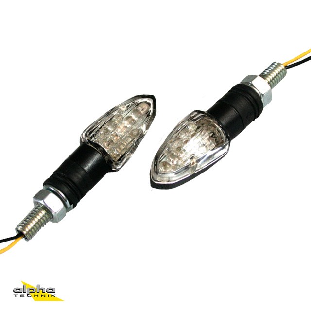 LED Mini Blinker Paar Lizzard, Länge inkl. Arm 54 mm.