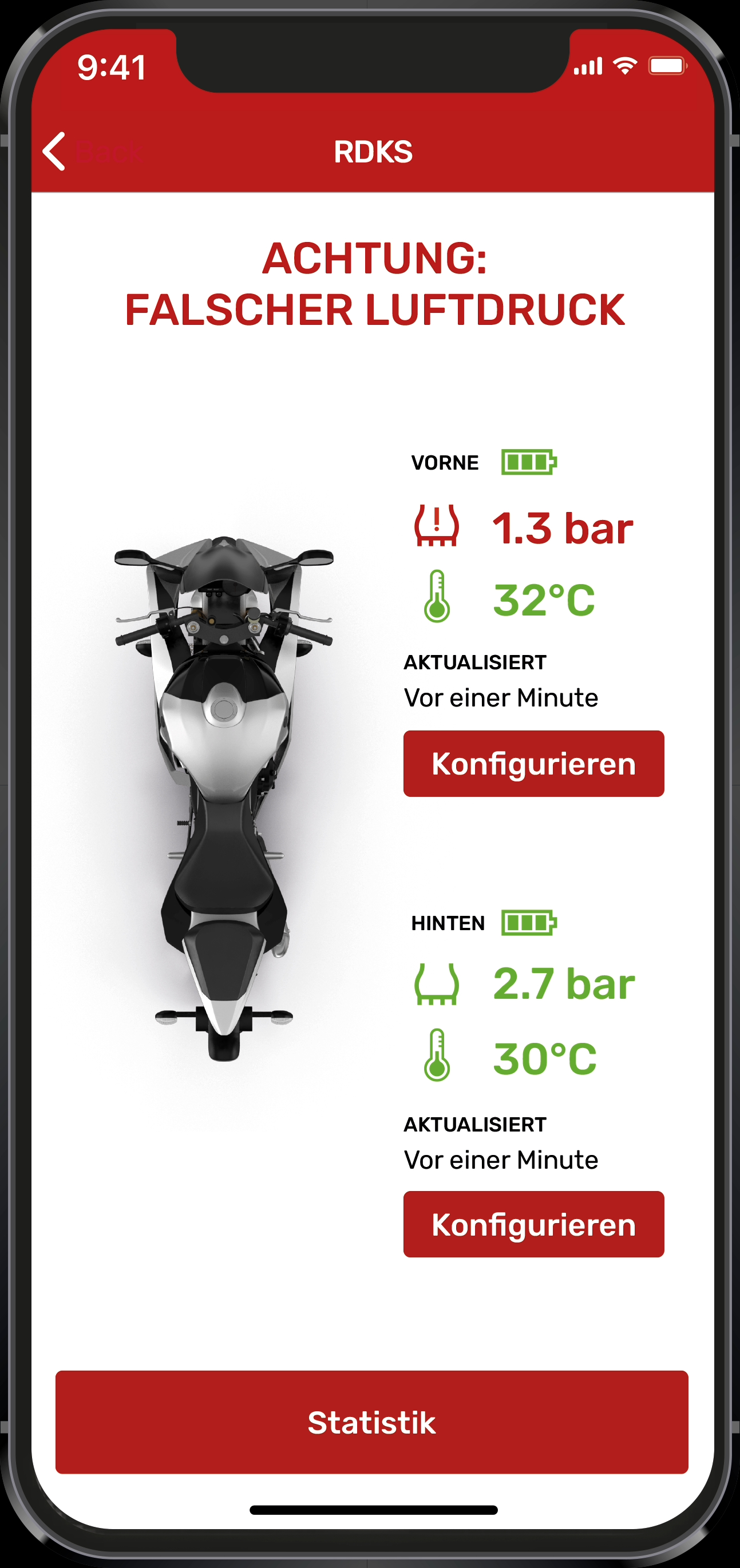 RideLink RDKS Bluetooth-Reifendruckkontrollsystem für Motorrad