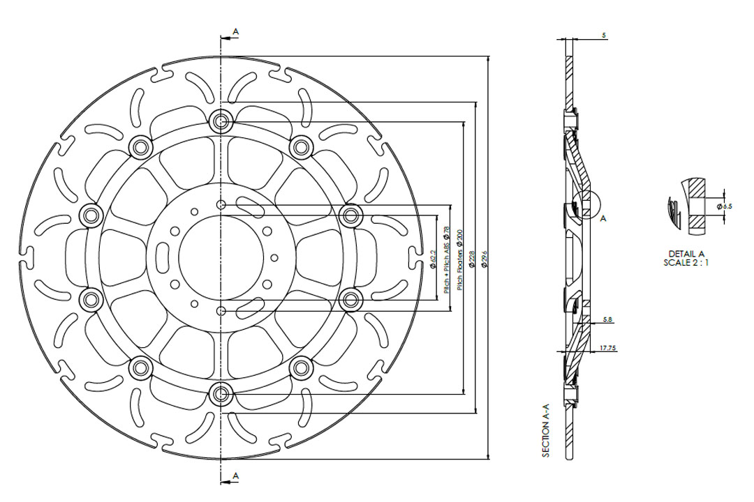 alpha Technik Bremsscheibe Omega-Design ABD33, vorne für Honda CB 1100,  VFR 800, XL1000