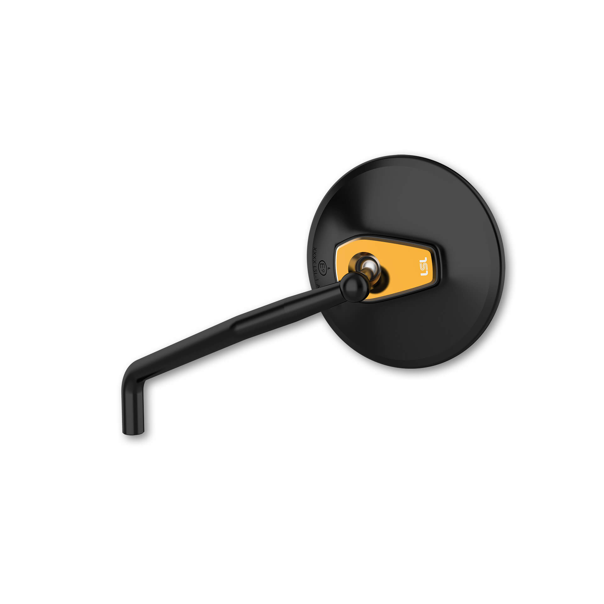 LSL Lenkerspiegel ERGONIA, Durchmesser 95 mm, schwarz-gold, mit Straßenzulassung, ECE, für rechts und links verwendbar, Lieferumfang: paarweise mit Adaptern für Yamaha-Linksgewinde