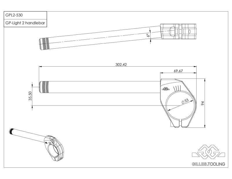 GILLES GP Light 2 Lenker für 53 mm Gabel schwarz