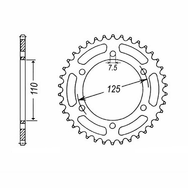 DID Kettensatz mit 520VX3 Kette, Farbe standard, für Cagiva Freccia, Typ C12R, Modelljahr 1982-1992