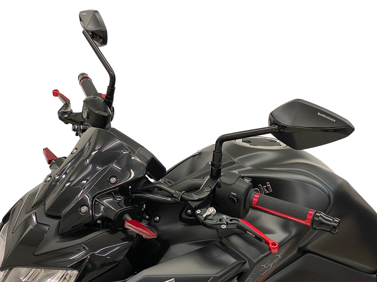 Barracuda Motorrad Spiegel X-VERSION SCHWARZ ( Paar ) - Yamaha Ersatzteile