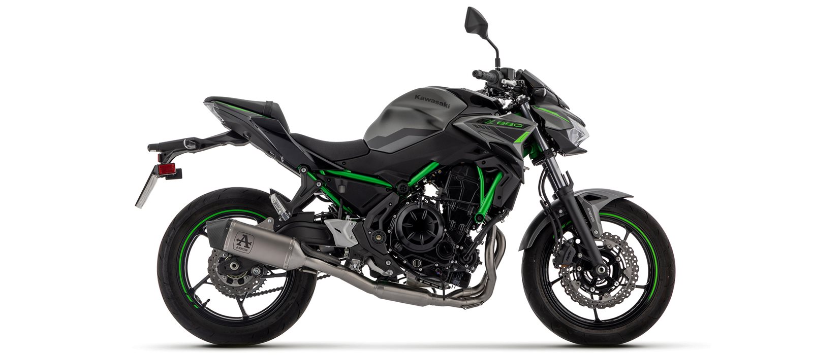 ARROW Komplettanlage mit VELOCE Endschalldämper Titan mit Cabonendkappe für Kawasaki Ninja 650, Z650 Modelljahr 2024-