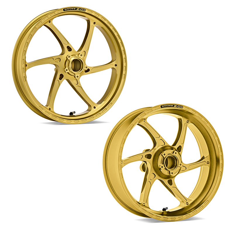 OZ Gass RS-A Aluminium Satz in goldfarben matt für Kawasaki ZX10R Ninja (nur mit Standard Felge - nicht für RR-Model mit Marcchesini Felgen), 2016-2024