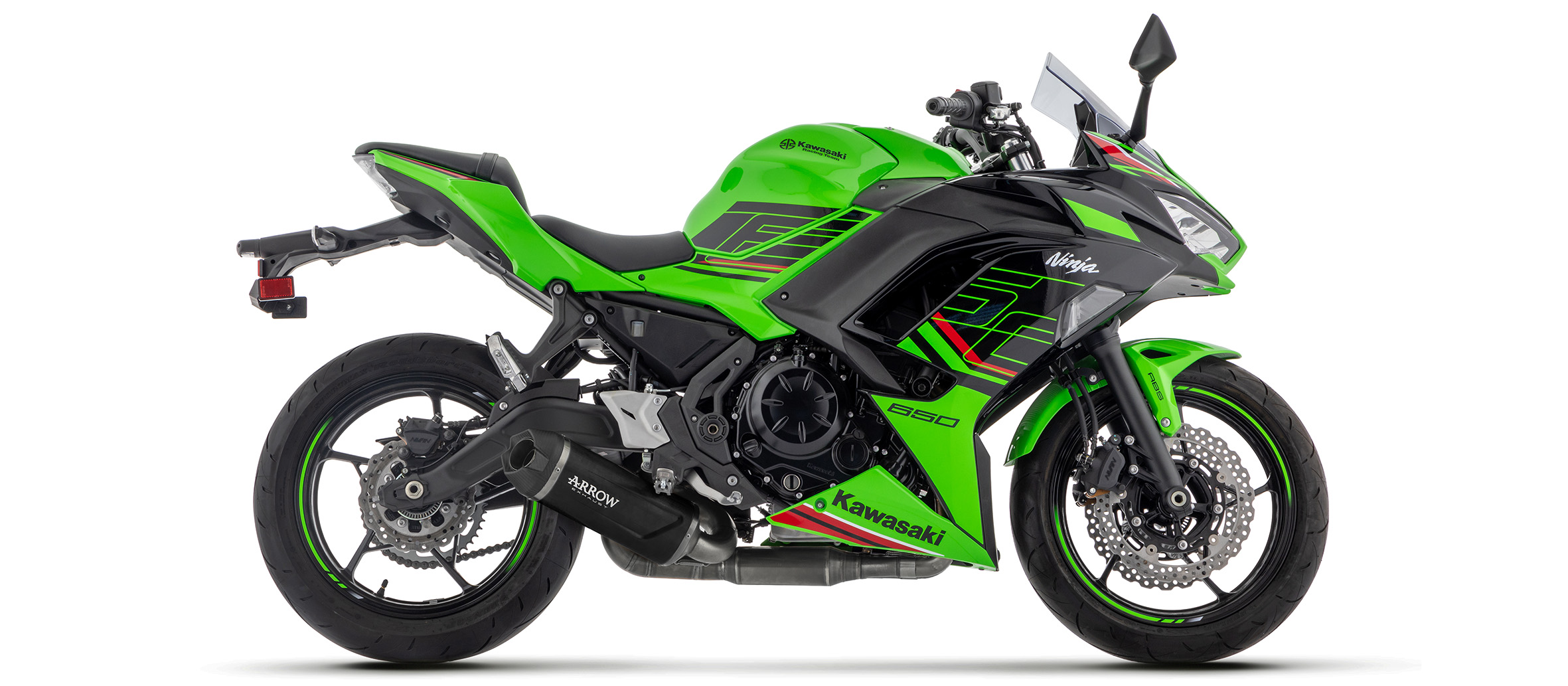 ARROW Auspuffanlage INDY RACE EVO schwarz für Kawasaki Ninja 650 (35kW), Z650 (35kW) Modelljahr 2024-
