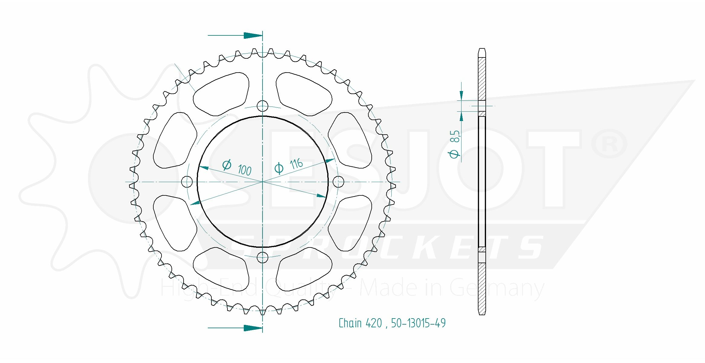 Esjot Kettenrad Z-49 Kawasaki KX60 KX80 KX85 KX100