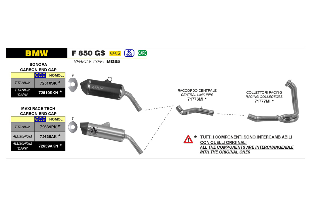 ARROW Racing-Zwischenrohr aus Edelstahl für BMW F 750 GS /  F 850 GS 2021-, F800GS, F900GS 2024-