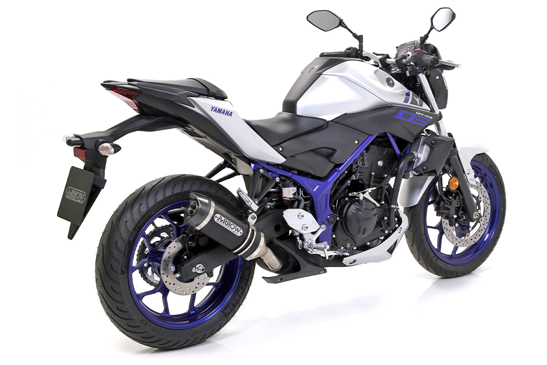 ARROW Auspuff DARK THUNDER für Yamaha MT-03 / YZF-R3 2015-, Aluminium schwarz