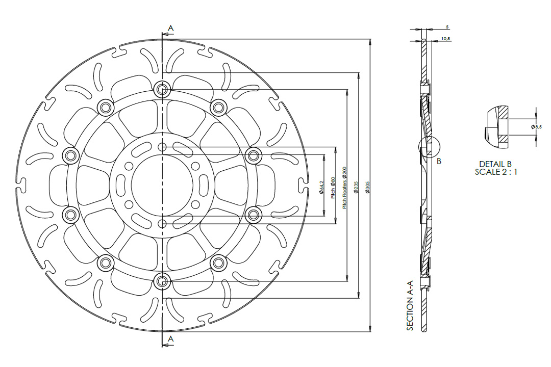 alpha Technik Bremsscheibe Omega-Design ABD33, vorne für KTM 950 SMR / SMT, 990 SM LC8 / SMT / SMR