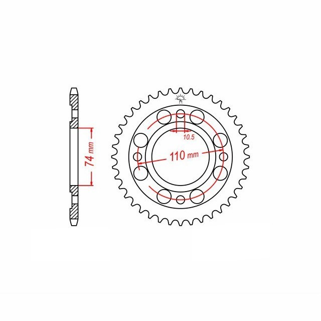 Kettenrad Stahl, 33 Zähne, Teilung 530