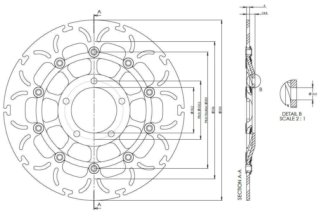 alpha Technik Bremsscheibe Omega-Design ABD33, vorne für Triumph Daytona, Speed Four, TT600