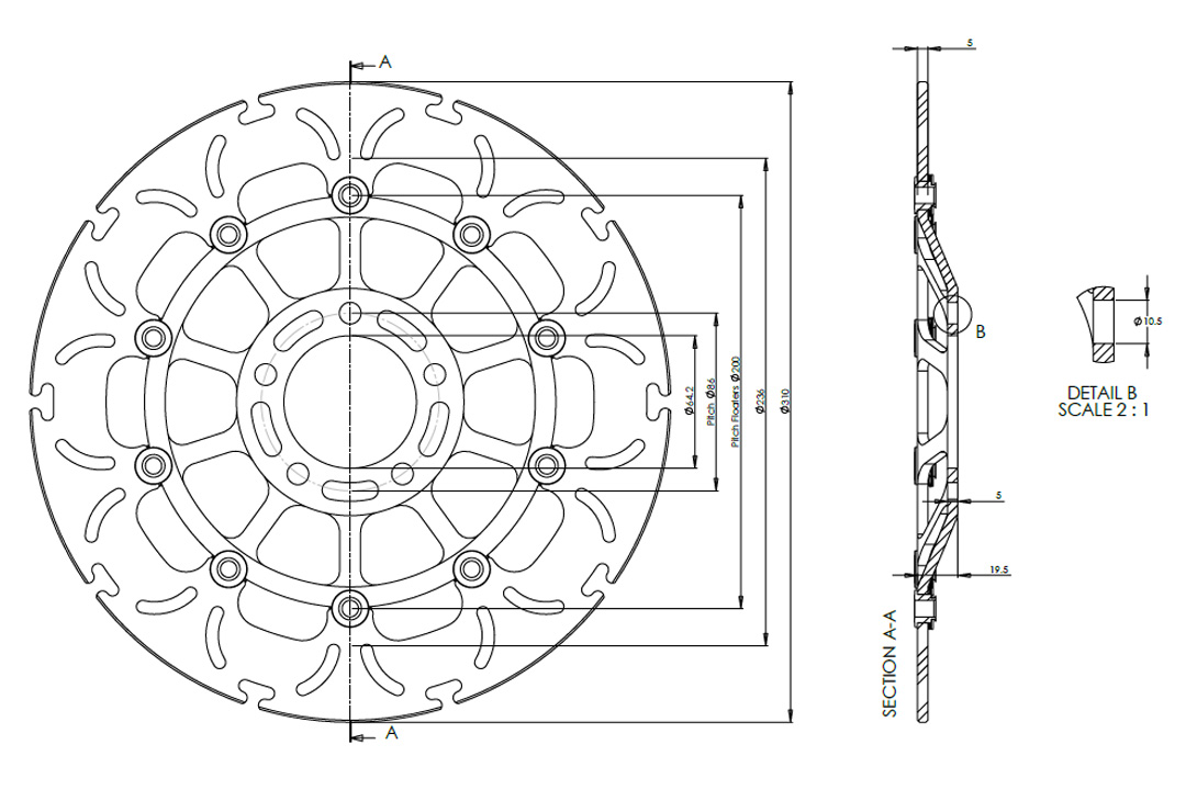 alpha Technik Bremsscheibe Omega-Design ABD33, vorne für Suzuki GSX, GS, GSF, RF
