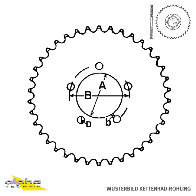 Kettenrad Rohling Aluminium  Z-46