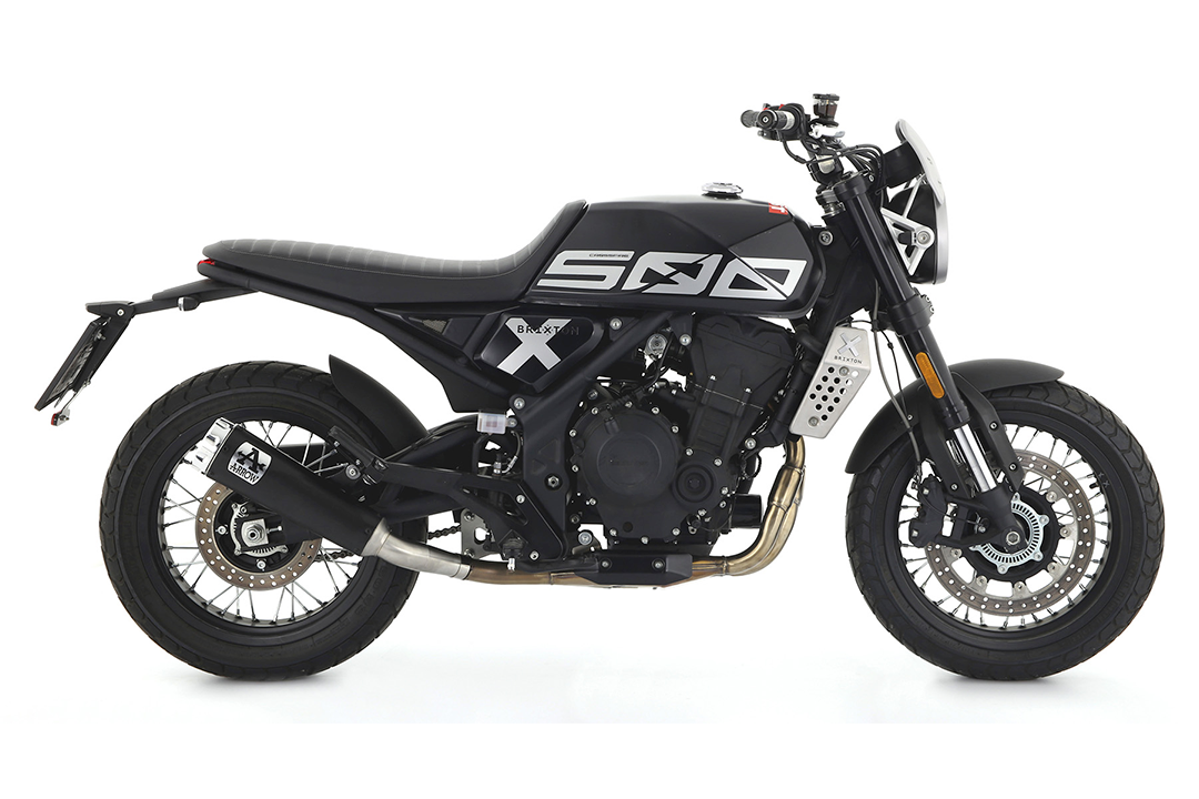 ARROW Auspuff REBEL Sip-On für Brixton CrossFire 500 X 2021-, Edelstahl schwarz mit Aluminium Endkappe