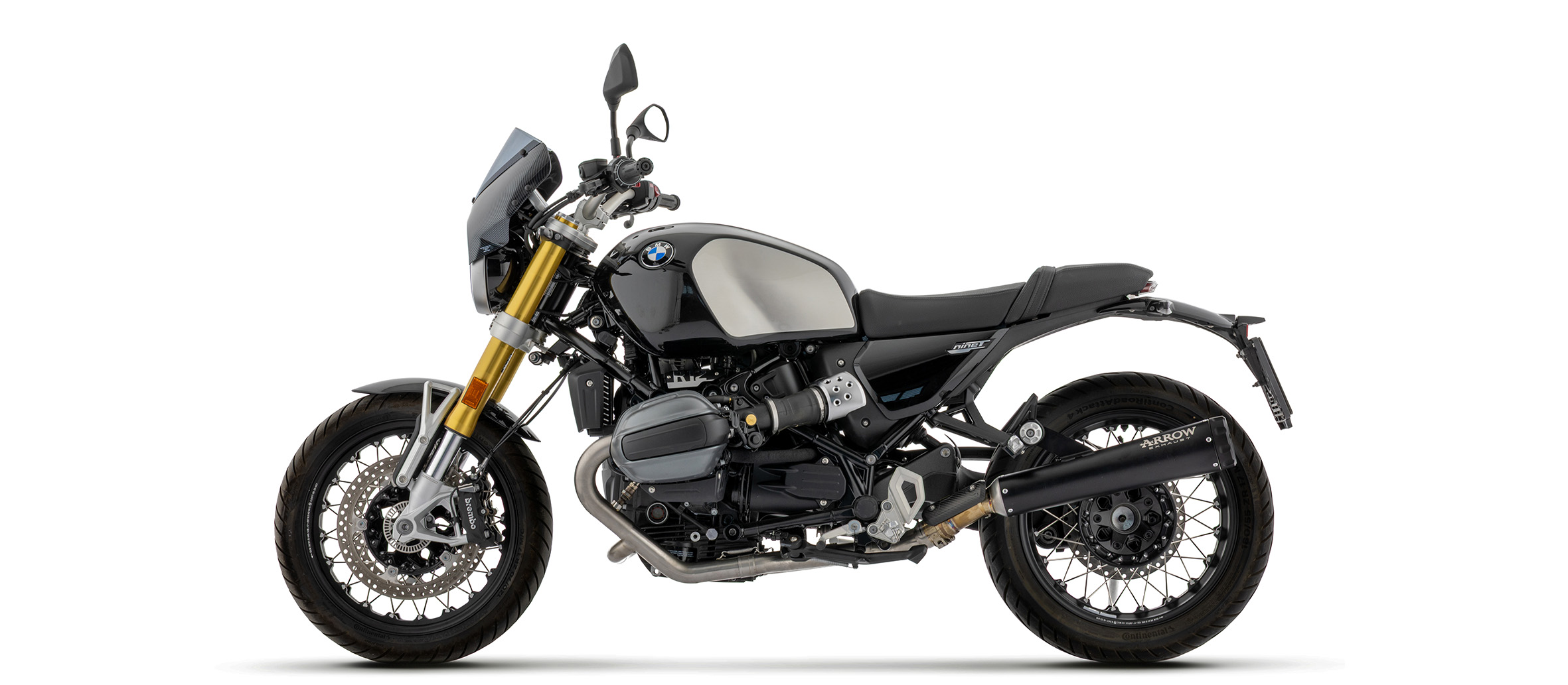 ARROW Auspuff REBEL DARK Slip-On mit schwarzer Aluminium-Endkappe für BMW R12 nineT, 2024-