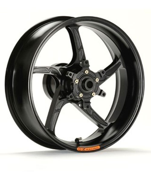 OZ Gass RS-A Aluminium schwarz glänzend hinten für Ducati Panigale V4(S) (Doppelarmschwinge), 2025-2026 und Streetfighter V4(S) (Doppelarmschwinge), 2025-2026