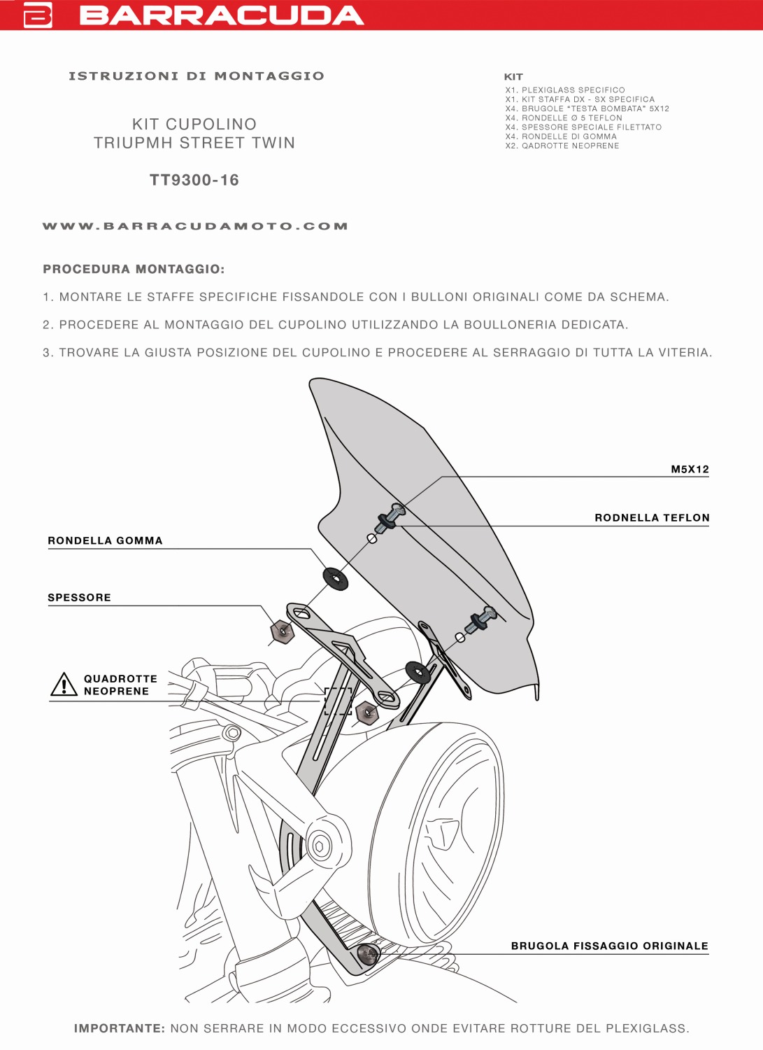 Barracuda Windschild Aerosport Plexiglas für Triumph Street Twin