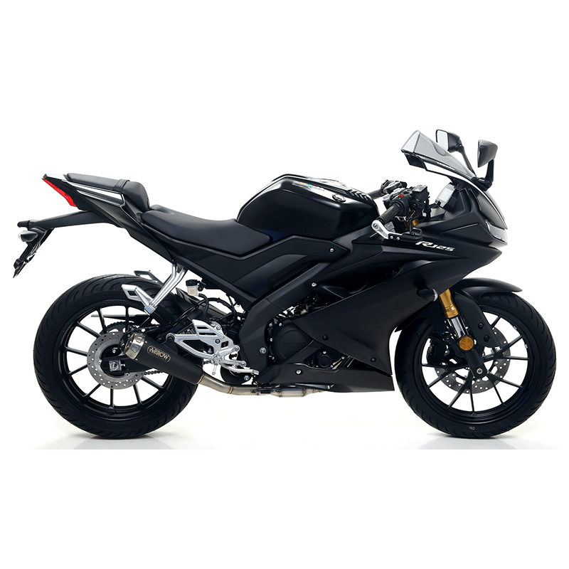 ARROW Auspuff DARK PRO-RACE Edelstahl schwarz Auspuff für Yamaha YZF-R125 ab Modelljahr 2019- und für MT125 ab Modelljahr 2019-