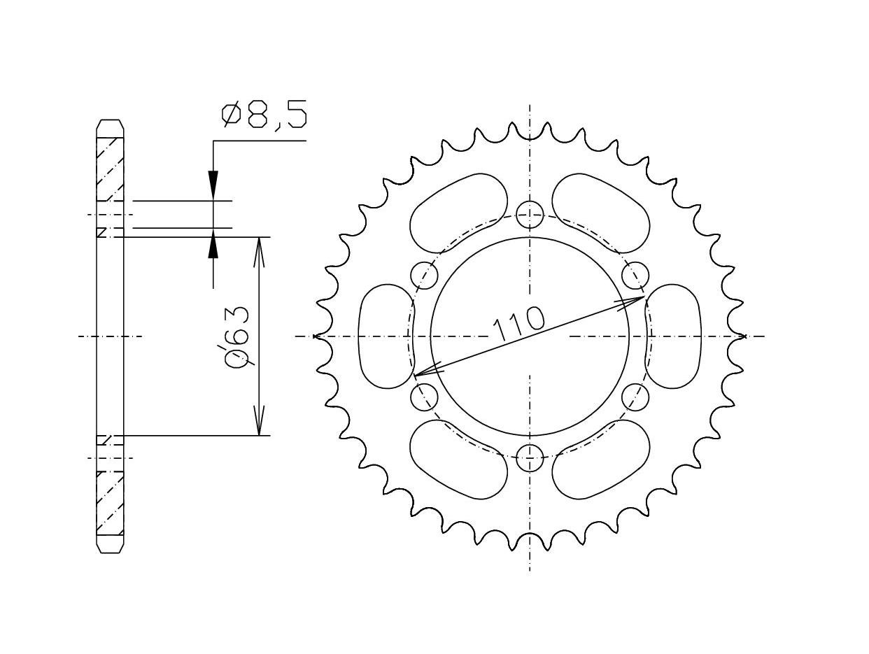 EK Chain Kettensatz 520 MVXZ-2 für Fantic Caballero Scrambler 500 Modelljahr 2021-2024 Farbe orange