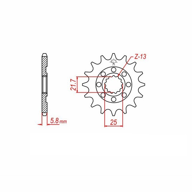 Ritzel, 13 Zähne, Teilung 520