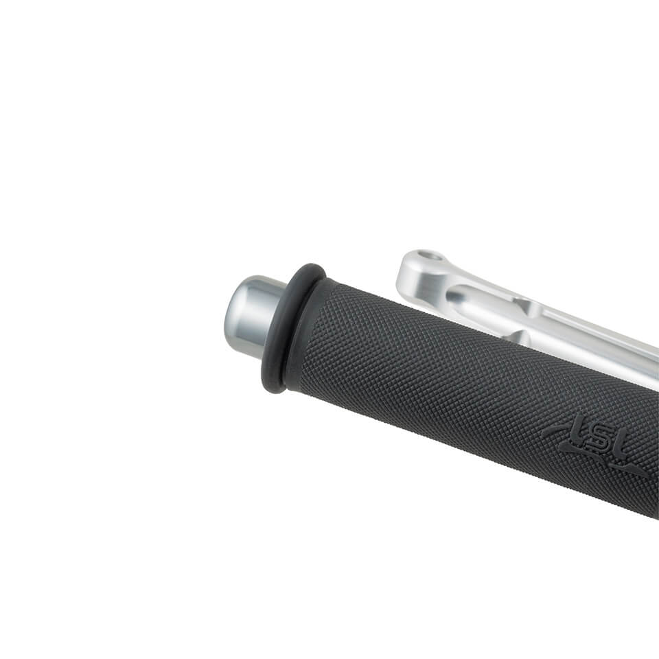 LSL Lenkerendstücke Aluminium, zylindrisch, klein, für 22,2 mm Lenker, mit Gummiklemmung, titan farben