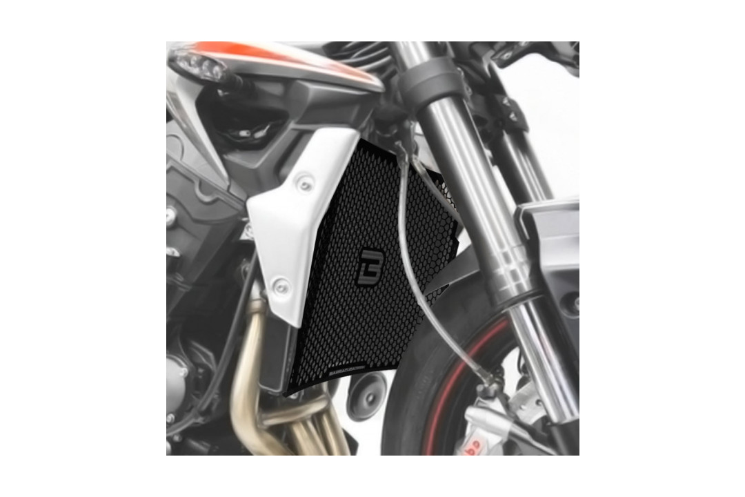 Barracuda Kühlerschutz, Aluminium schwarz, für Triumph Street Triple 765 R / 765 S Modelljahr 2017-2021