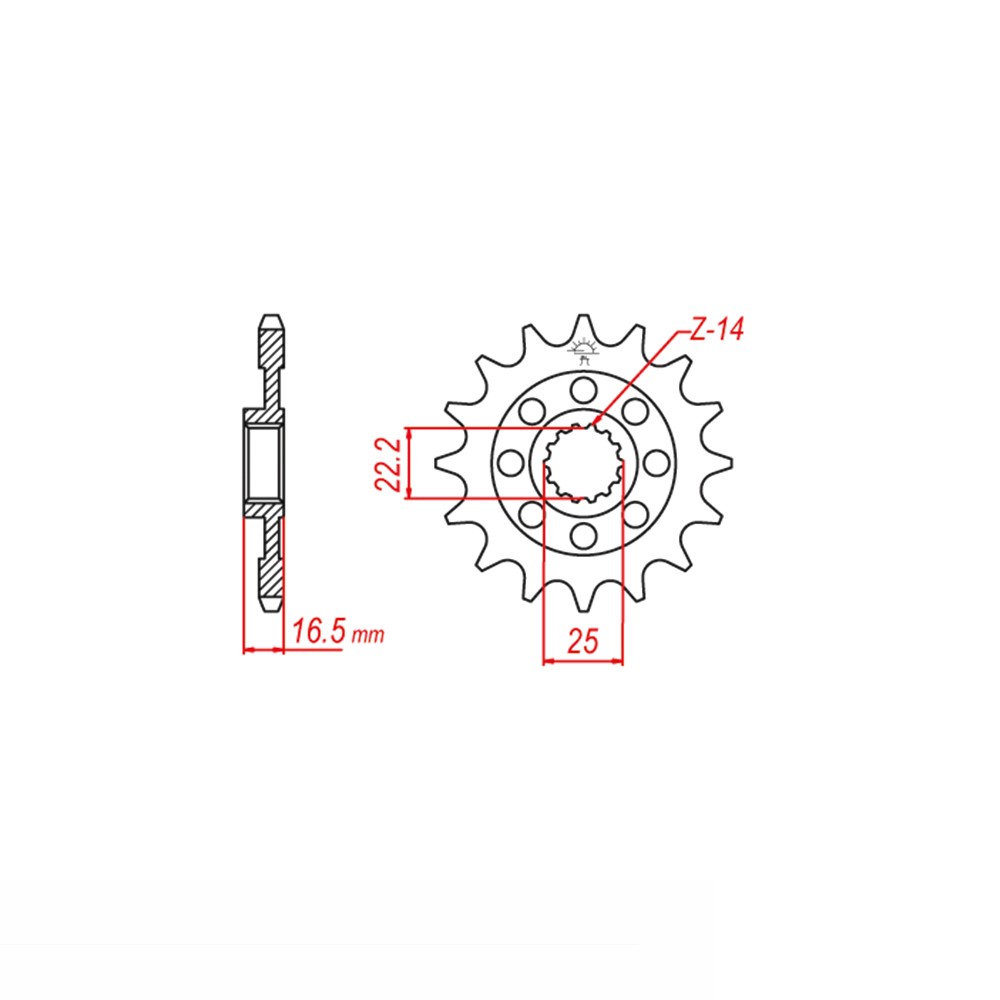 Ritzel, 14 Zähne, Teilung 520