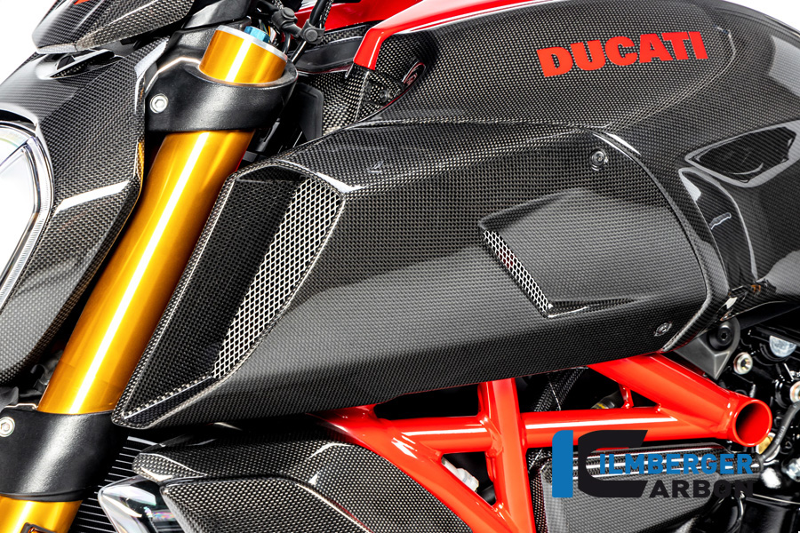 Ilmberger Carbon Lufteinlasskanalverkleidung links, glänzend Ducati Diavel 1260 , 2019-