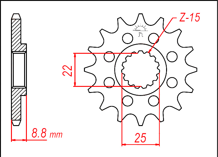 Ritzel, 11 Zähne, Teilung 520