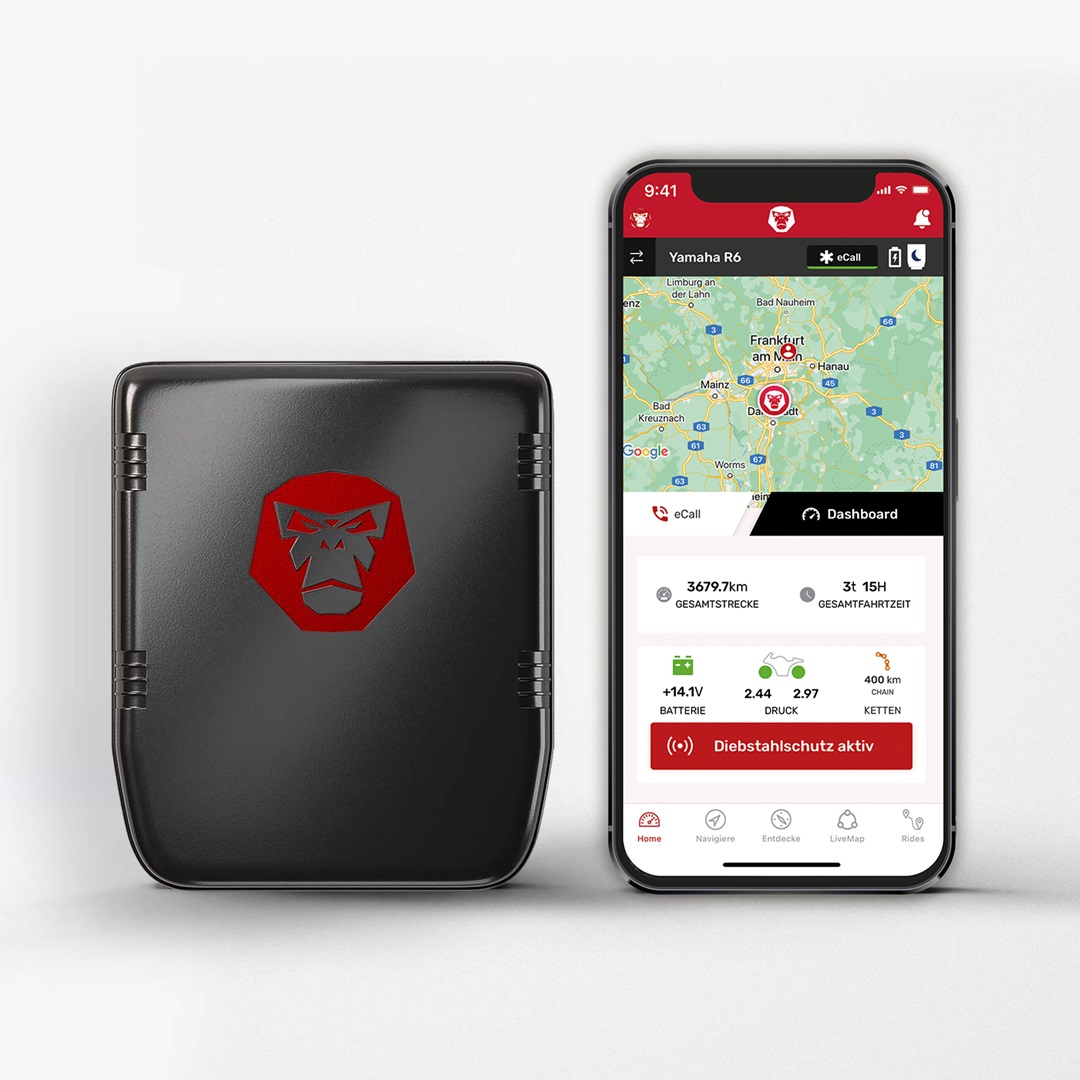 RideLink WingMan Pro 4G – Smarte Sicherheit mit Live-Tracking, eCall, Diebstahlschutz und Fahranalyse für dein Motorrad