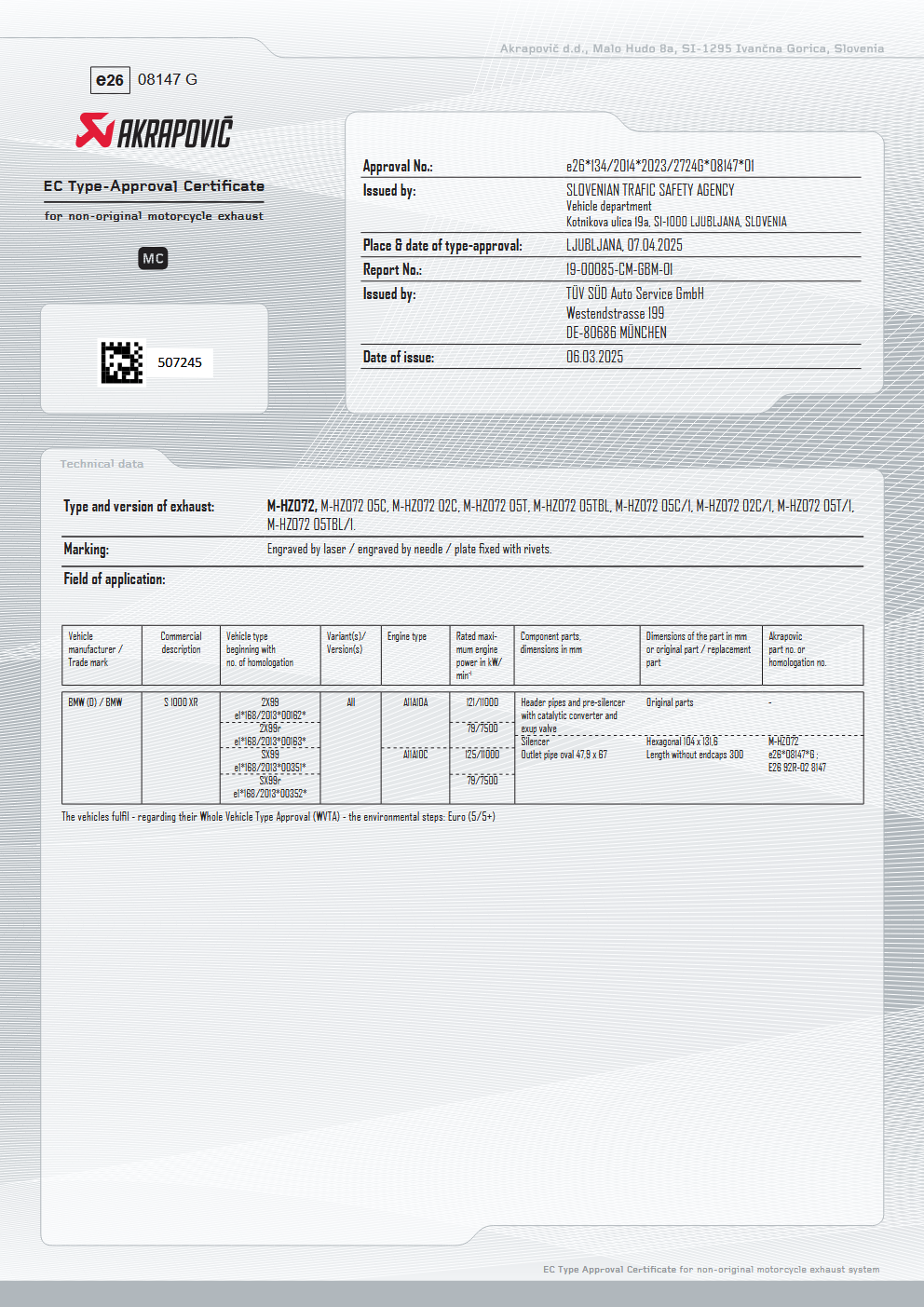 Akrapovic Slip-On Line (Carbon) Auspuff für BMW S1000XR Modelljahr 2020- Akrapovic Slip-On Line (Carbon) Auspuff für BMW S1000XR Modelljahr 2020-
