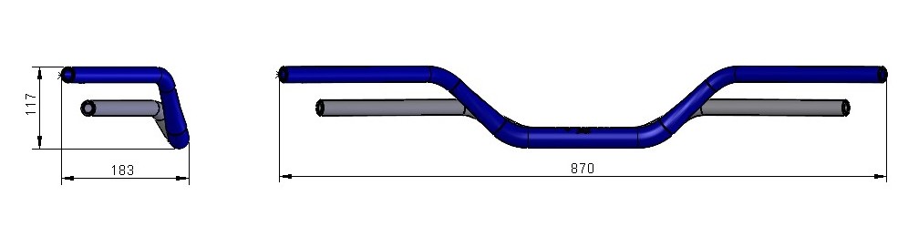 LSL X-Bar Alu-Lenker Flat Track X14, 1 1/8 Zoll, silber perlgestrahlt