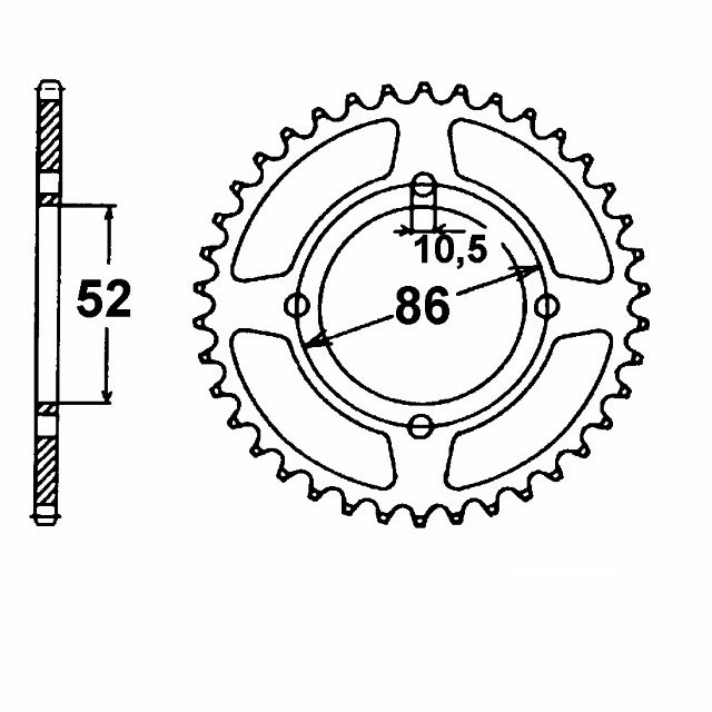 DID Kettensatz mit 520ZVM-X Kette, Farbe standard, für Kymco MXER 50, Typ L2, Modelljahr 2003-2007 und MXU 50, Typ A1, Modelljahr 2006-2016