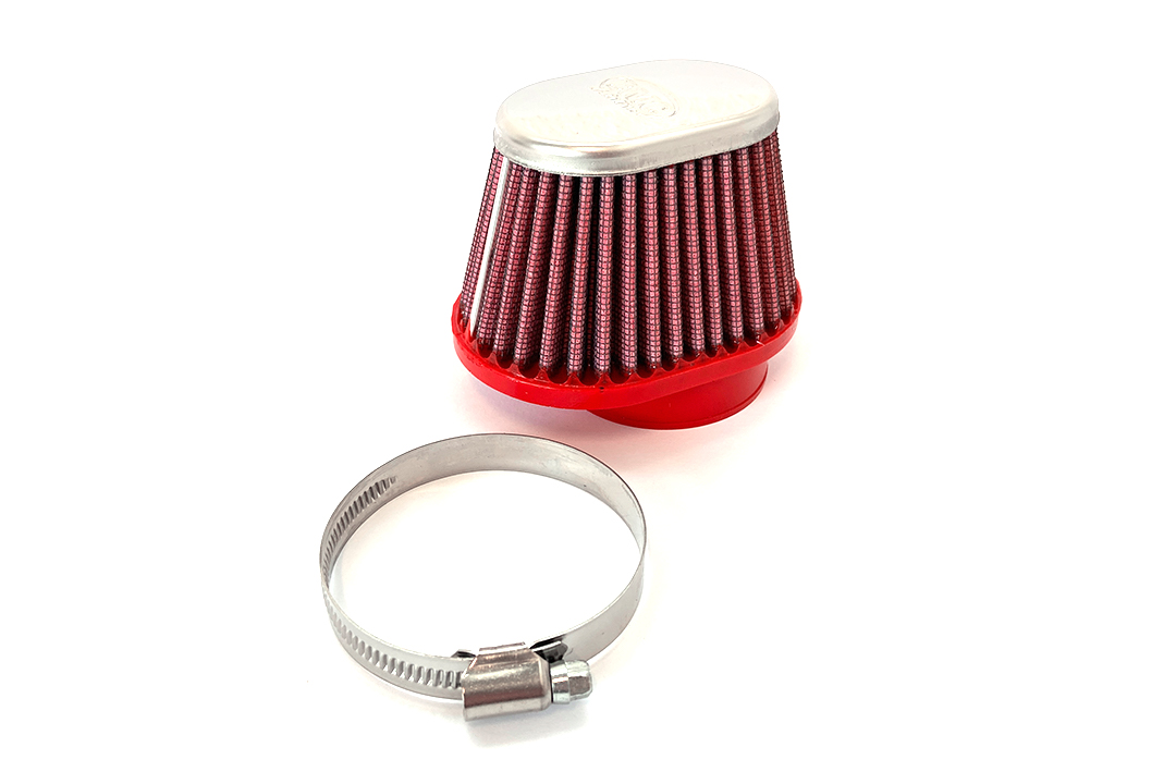 BMC Universal-Sportluftfilter Konisch, 55 mm Durchmesser, 70 mm Länge, links, Chromkappe
