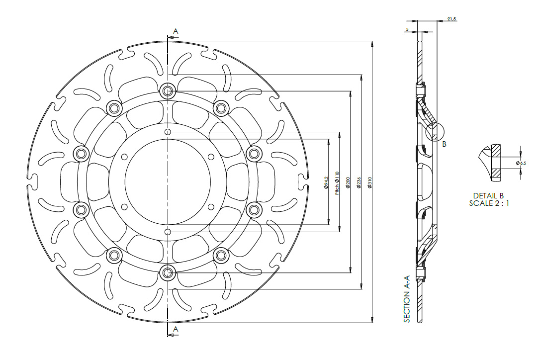 alpha Technik Bremsscheibe Omega-Design ABD33, vorne für Honda CTX 1300, ST1300