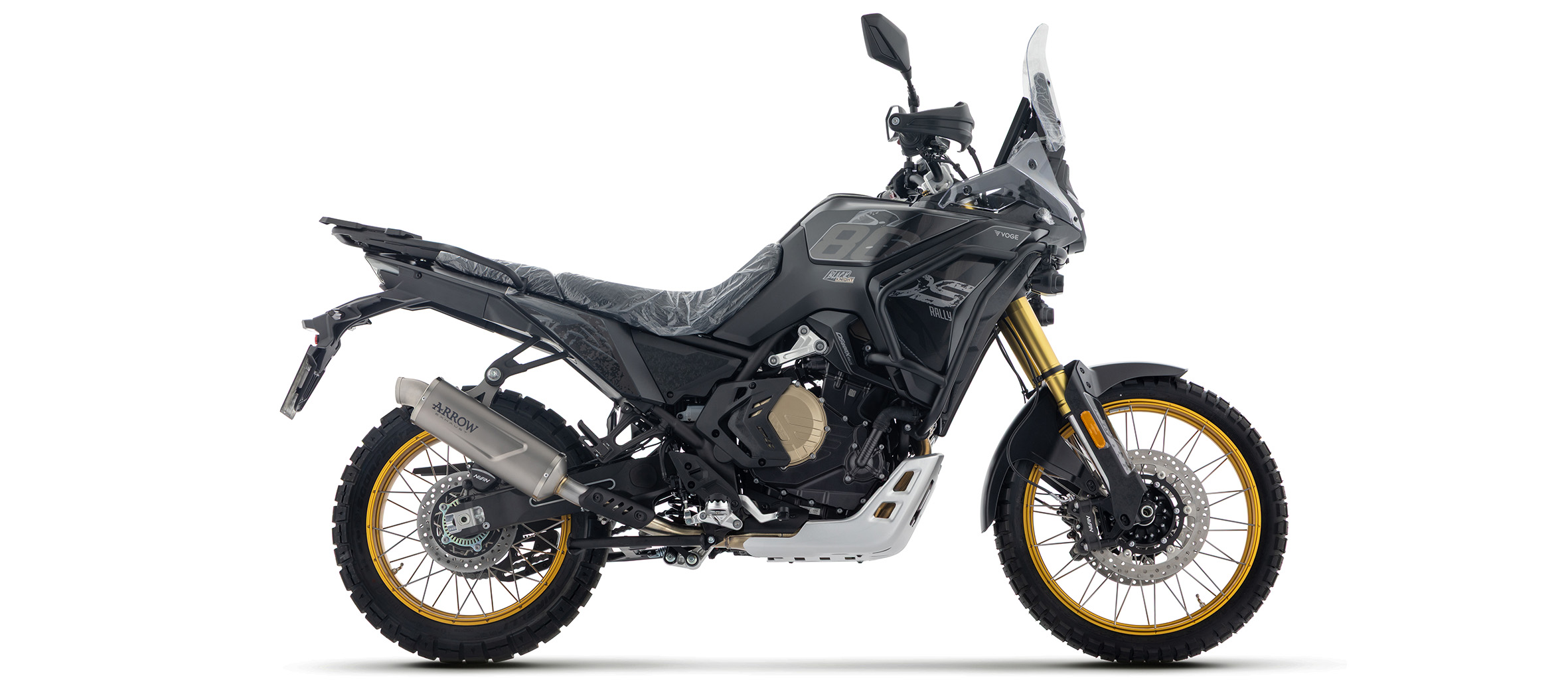 ARROW Auspuff DARK INDY RACE EVO mit Carbon-Endkappe für Voge DS800X Rally, 2025-, Aluminium schwarz