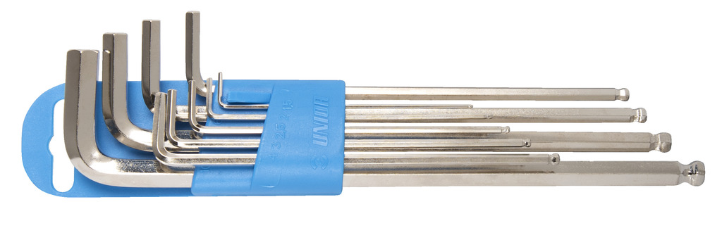 UNIOR Kugelkopf - Sechskant Stiftschlüssel, lange Ausführung, Set im Kunststoffclip
